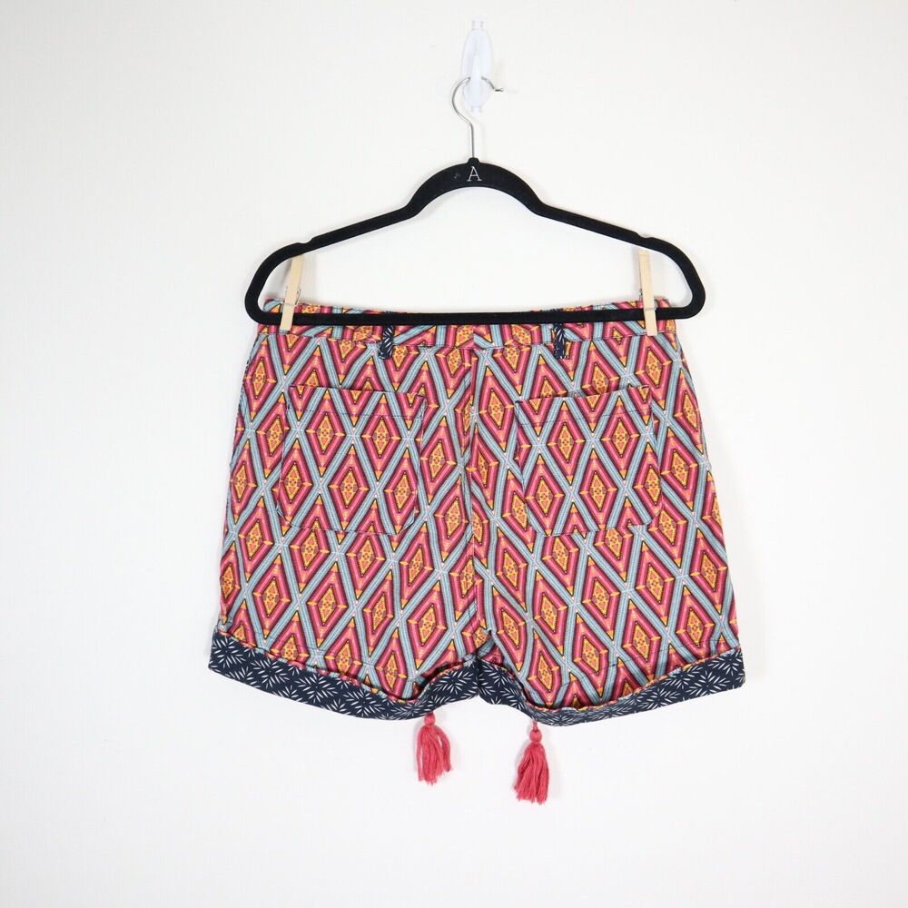 Sundance Size PS Kalini Shorts Cotton Linen Print Multicolor Diamond Cuffed - Picture 9 of 11